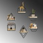 Hanah Home Set de 6 Estantes de Pared de Madera Maciza, Oro y Negro